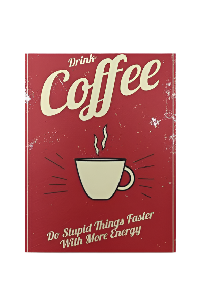Drink coffee do stupid things metal poster